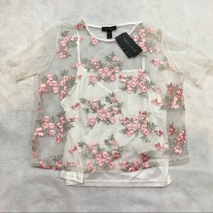 Sheer Embroidered Two Piece Top